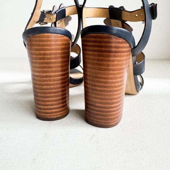 Michael Michael Kors Kit Blue Floral Black Heel Sandals 6.5M - Picture 4 of 9